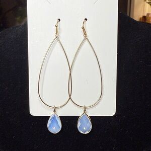 Elegant Gold and Blue Teardrop Earrings